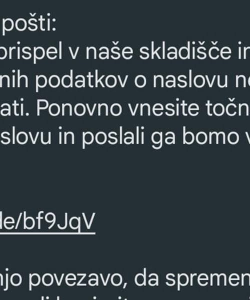Še ena SMS prevara z obvestilom o pošti
