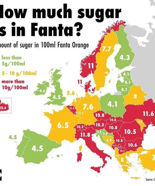 Fanta Orange: Precejšnje razlike v količini sladkorja