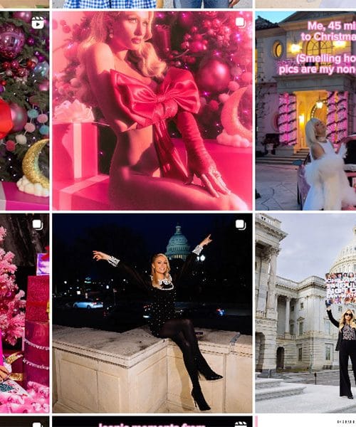 Paris Hilton voščila ovita v rdečo pentljo