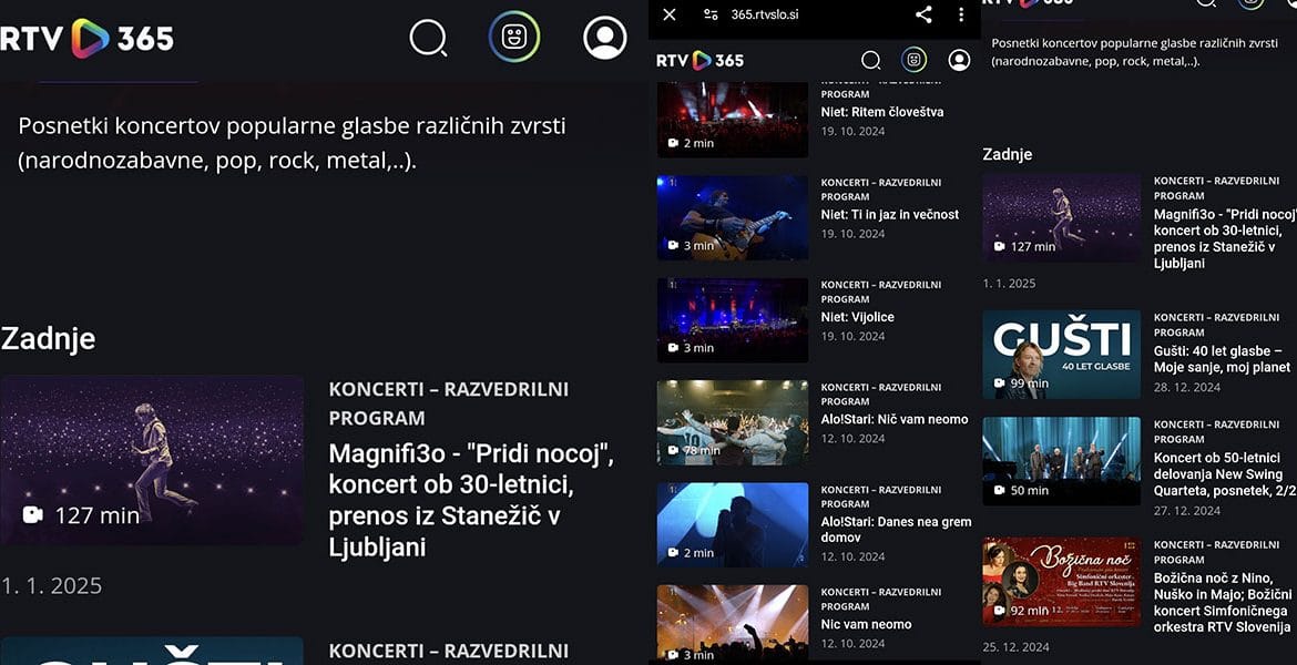 Slovenski koncerti na RTV365