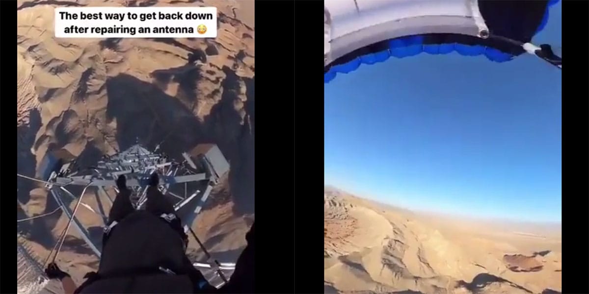 Skok z antene s padalom