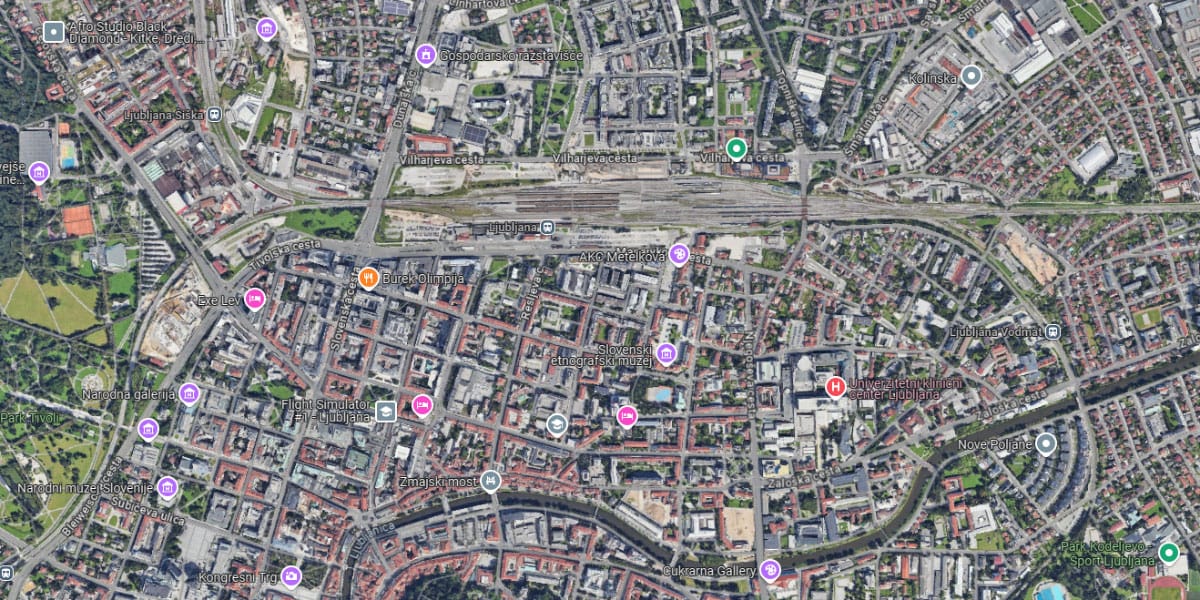 Google maps, center Ljubljane