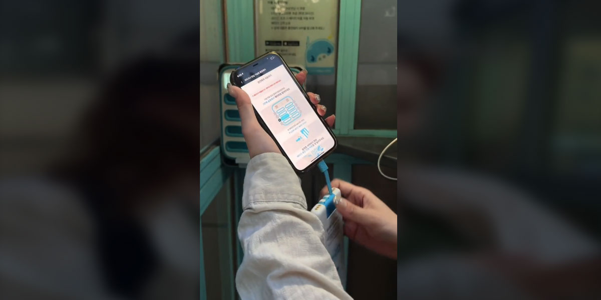 Južna Koreja, zmanjkalo baterije, power bank na ulici