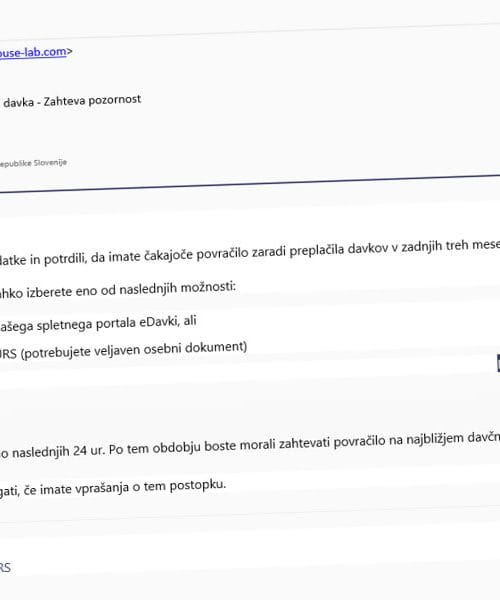 Lažna sporočila v imenu FURS – prevara, ki cilja na vašo nepazljivost