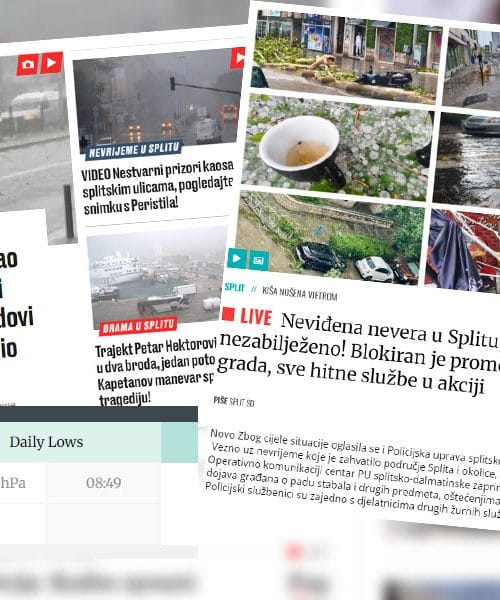 Kaj pomeni, če tlak v nekaj minutah pade za več kot 7 hPa?