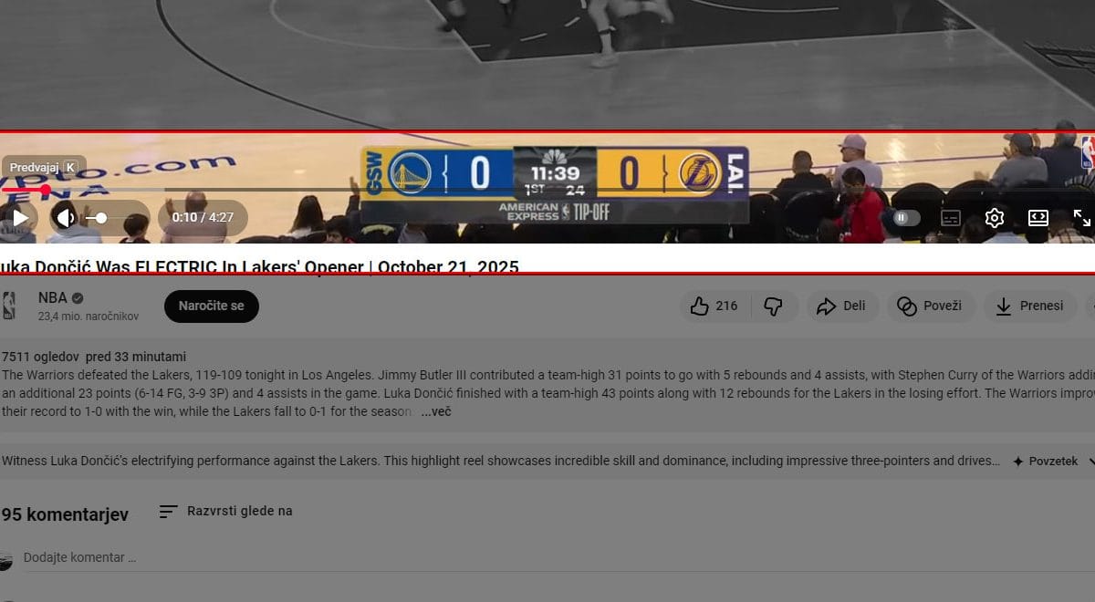 Nov Youtube predvajalnik