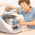 Moški uporablja gospodinjski aparat