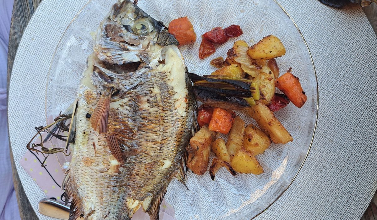 Pečena zelenjava in riba