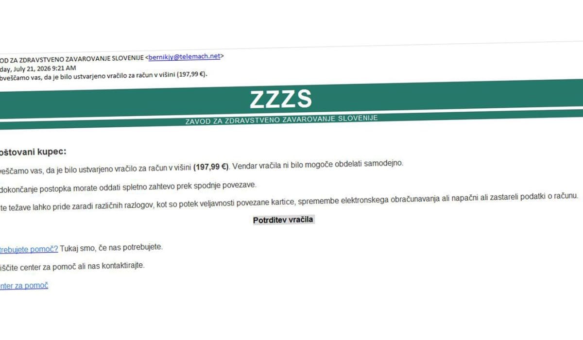 ZZZS, phising obvestilo