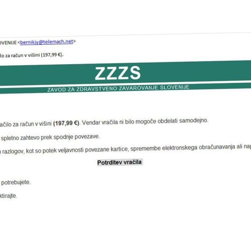 ZZZS opozarja: krožijo lažna sporočila o vračilu denarja, povezave ne odpirajte