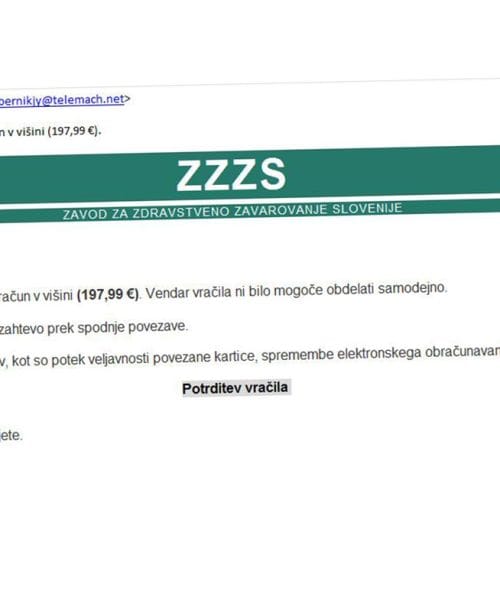 ZZZS opozarja: krožijo lažna sporočila o vračilu denarja, povezave ne odpirajte