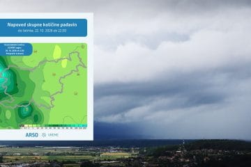 Vreme se bo v sredo spremenilo, ponekod lahko pade več kot 100 litrov dežja
