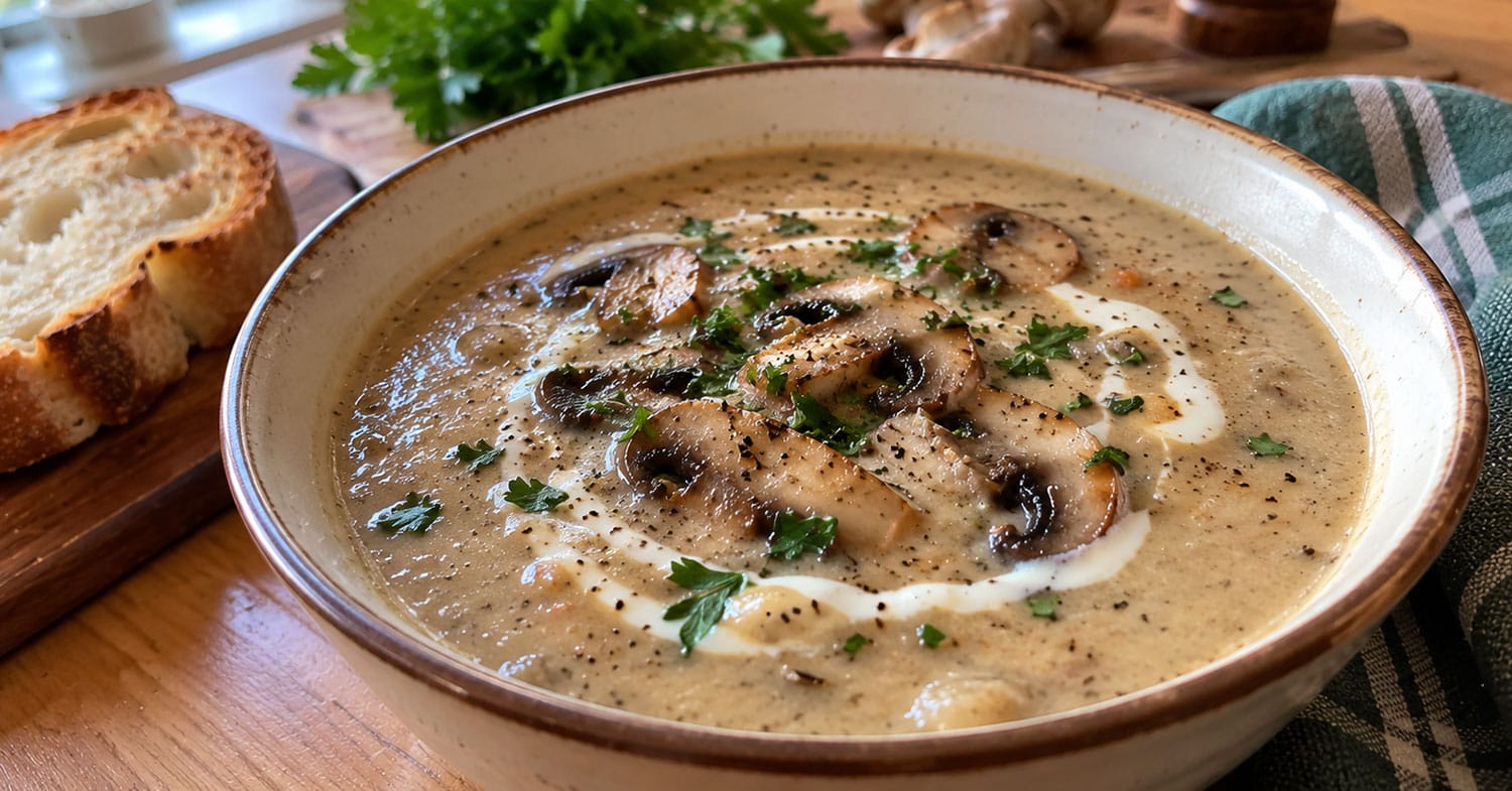 Kremna gobova juha, ki nasiti. Imamo preprost recept s krompirjem in smetano
