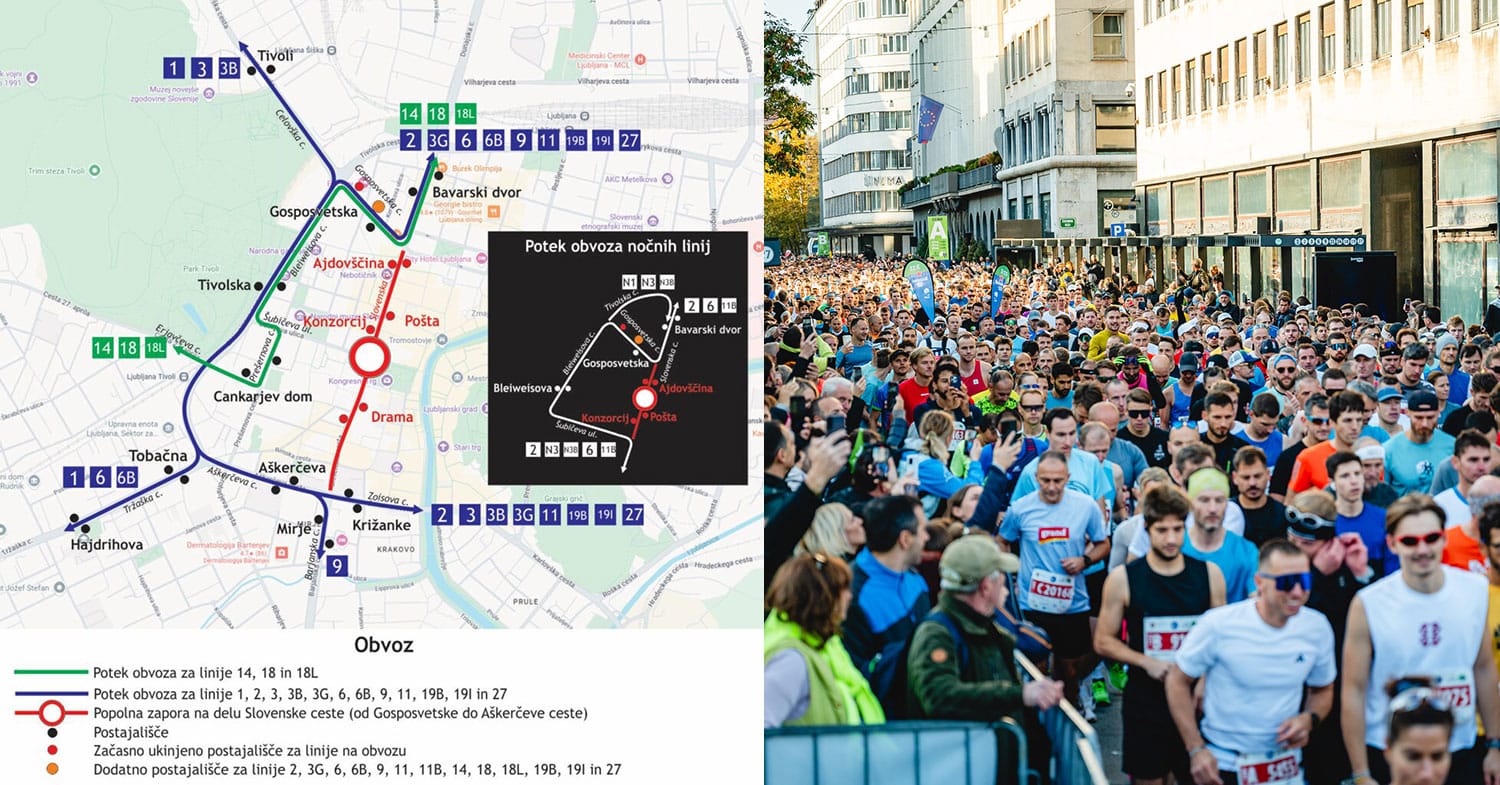 Ljubljanski maraton prinaša spremembe na LPP: od petka popoldne številne linije po obvozih